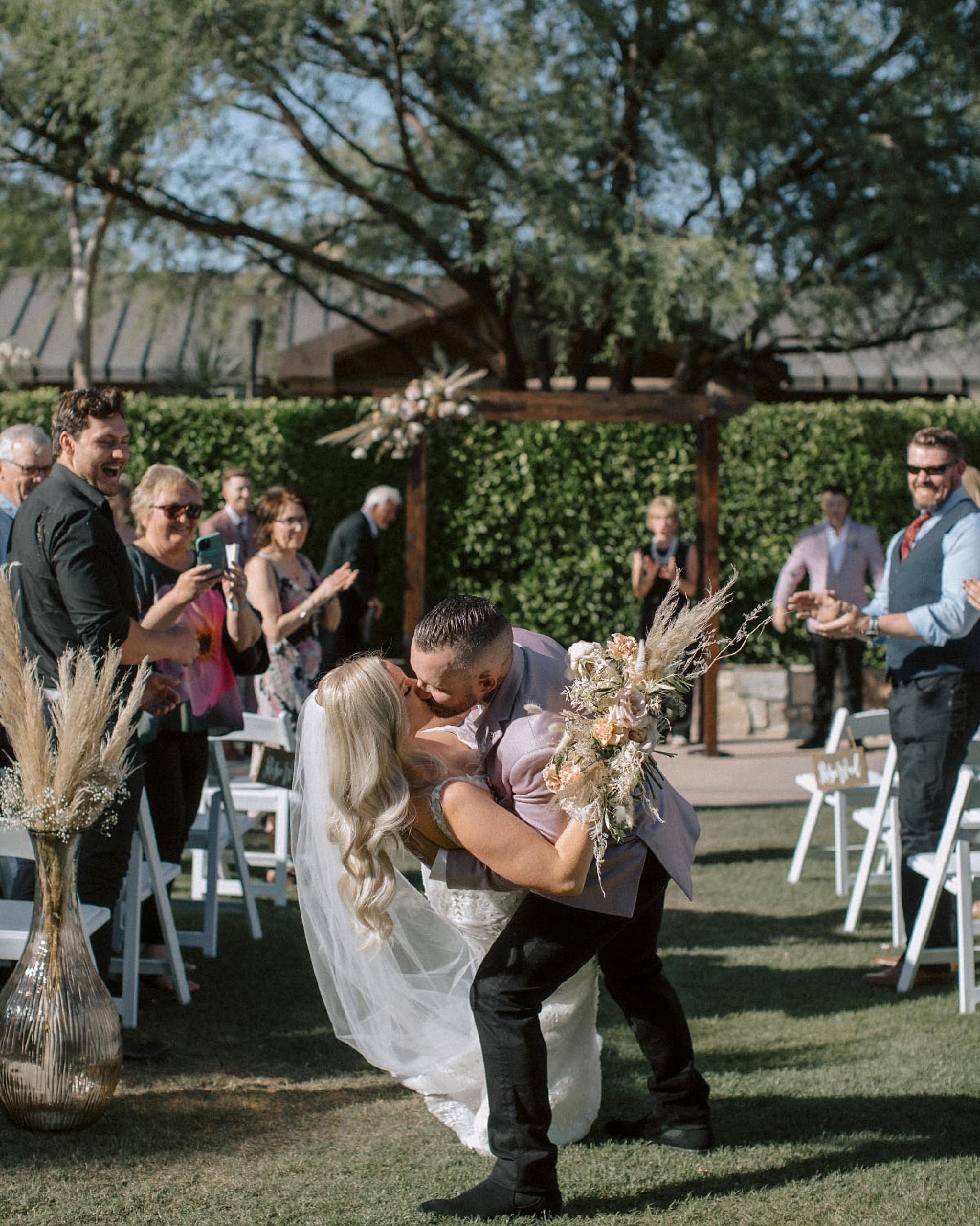 Westin Kierland Resort Wedding, The Hoskins Photography, Wedding Ceremony, Dipping kiss